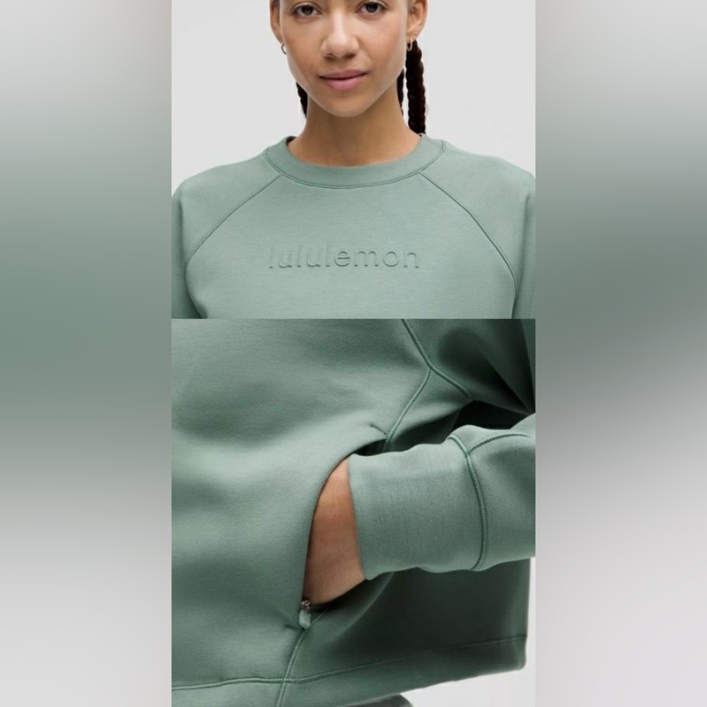 Lululemon Women’s Smooth Spacer Cropped Pullover Sz 14 Sage Green - Picture 3 of 13